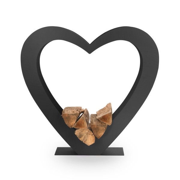 Heart shaped log holder black VASNER Amore A1