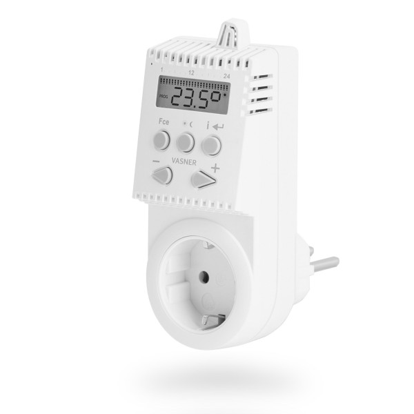 Programmable plug-in thermostat for infrared / electric heaters