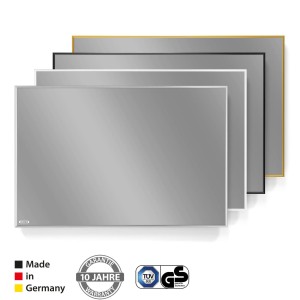 VASNER Zipris S Sleek Infrared Mirror Heater with Frame in Black, White, Brass, Aluminium