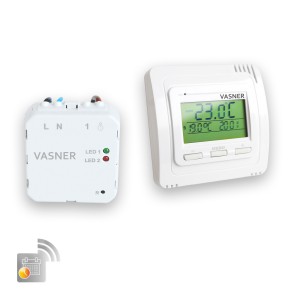 VASNER VFTB radio thermostat set with flush-mounted receiver in white