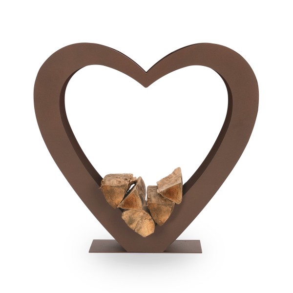 Heart shaped log holder with rust look VASNER Amore A2