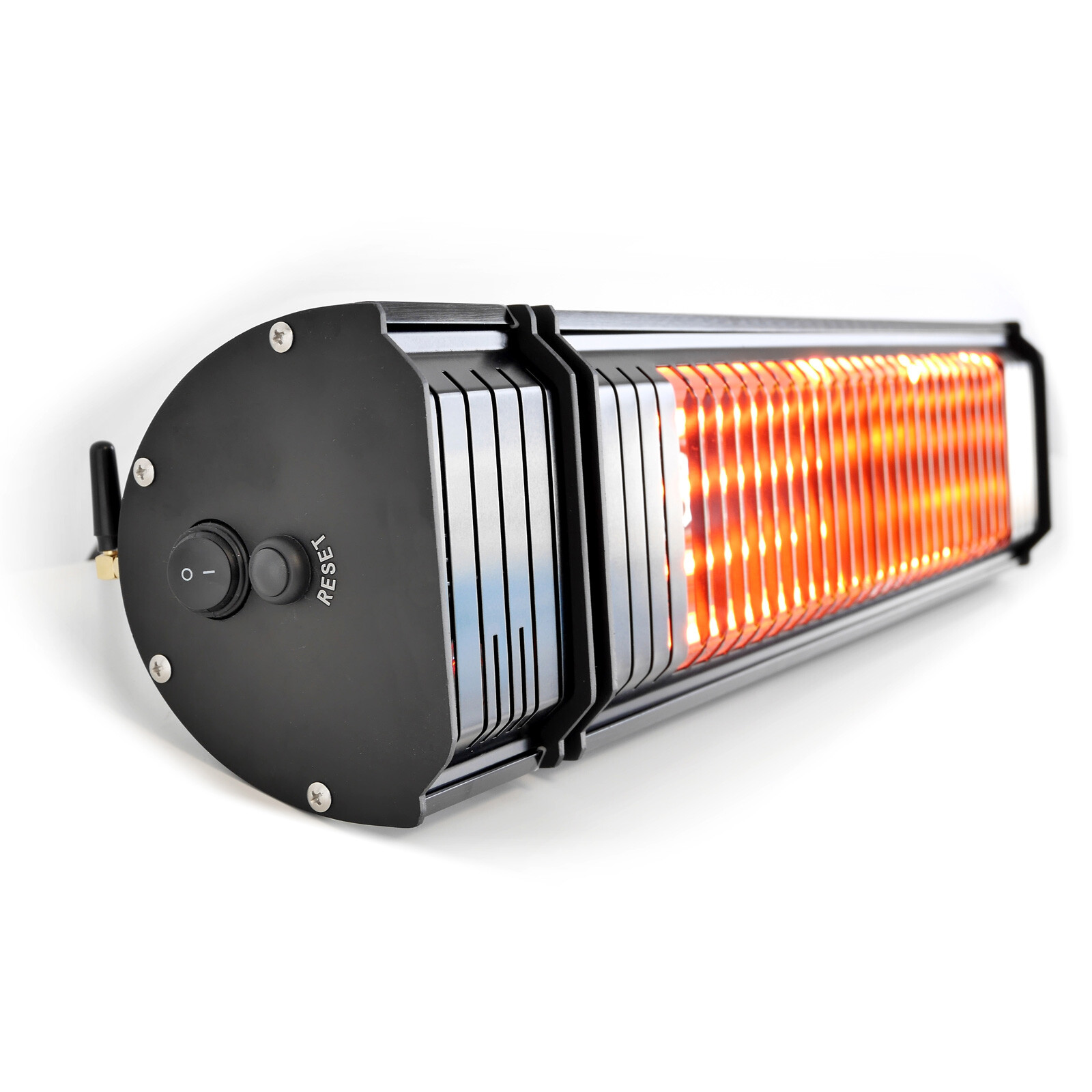 VASNER's Appino 20, infrared patio heater with bluetooth app control, side view