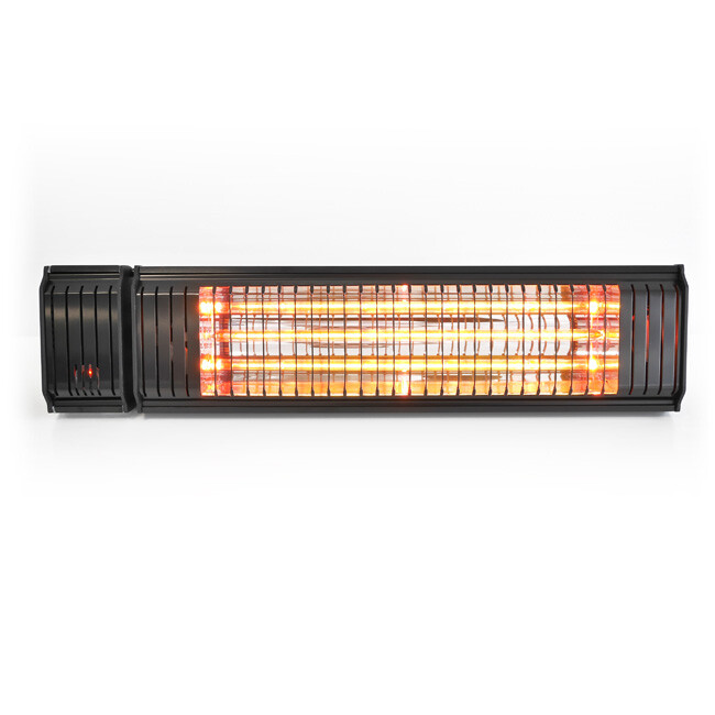 The Appino 20 black infrared patio heater with bluetooth app control, view from the front