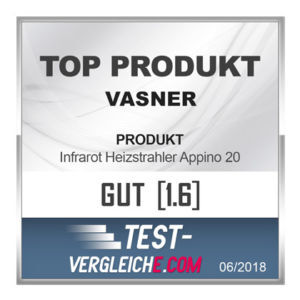 VASNER Appino 20 auf dem 2. Platz im Heizstrahler Test 2018