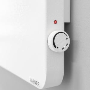 Hybrid heating panel with thermostat rounded