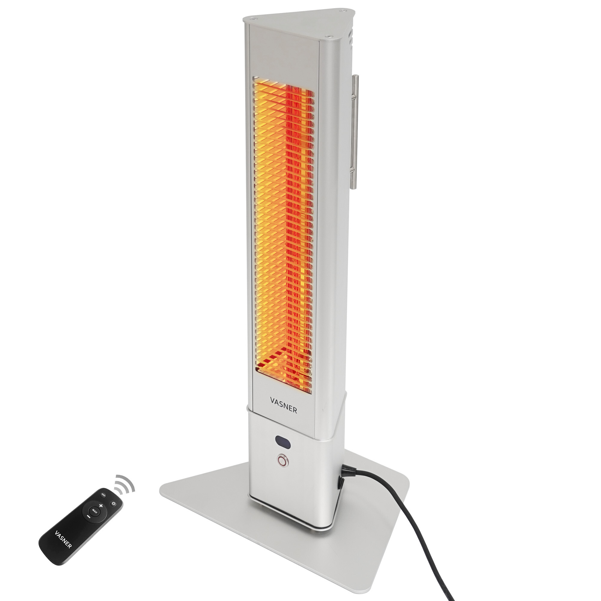 Portable outdoor heater in silver for more elegance