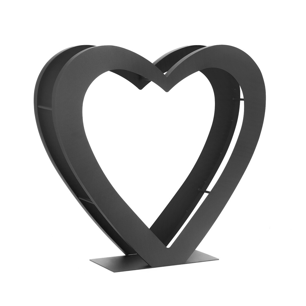 Large black firewood rack heart shape modern