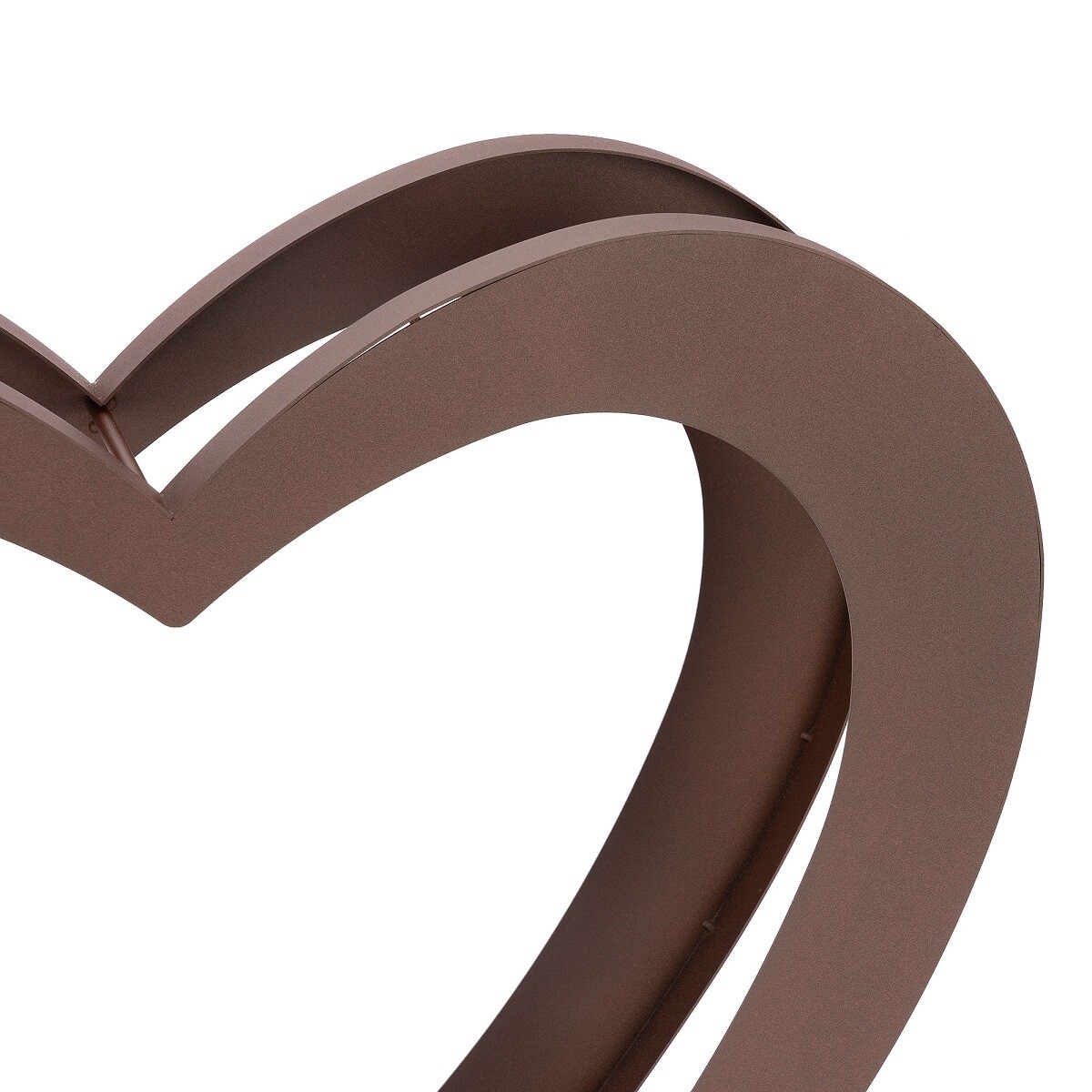 Heart shaped log holder of highest quality with flawless rust-brown powder coating