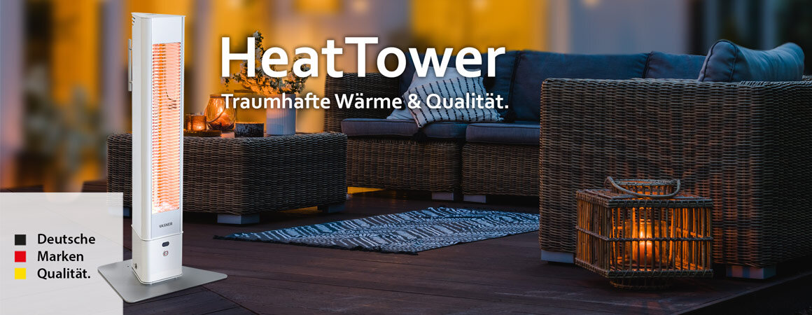 Notfallheizung Heizstrahler Terrasse VASNER HeatTower + HeatTower Mini