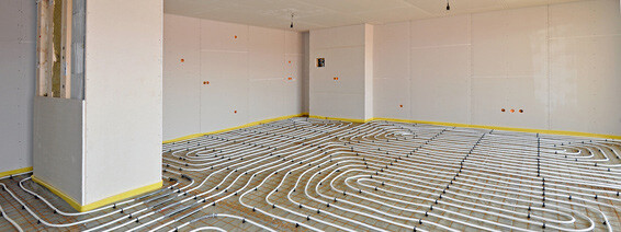Electric heater underfloor installation for slow, wide-area warmth
